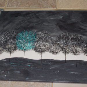 "Festive Trees" acrylic painting hand painted on 16"x20" stretched canvas